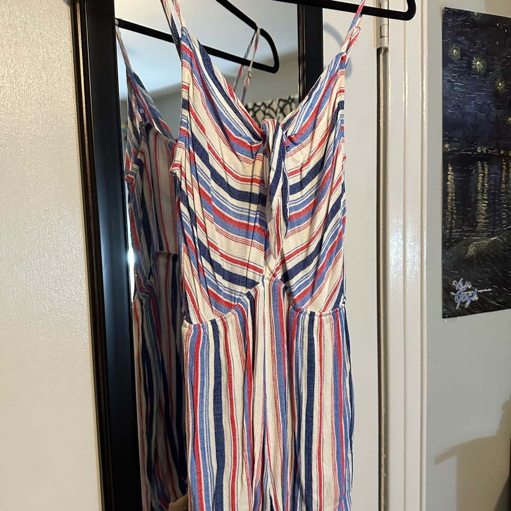 Red, white, and blue romper.